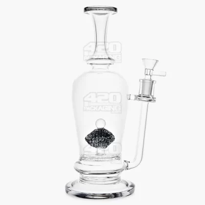 Lattice Perc Glass Water Pipe w/ Thick Base | 10.5in Tall – 14mm Bowl – Smoke