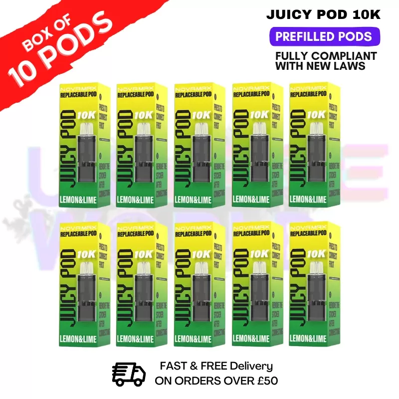 Lemon Lime Juicy Pod 10K Prefilled Pods Box Of 10