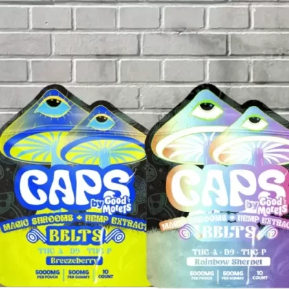 Caps Magic Shrooms + Hemp Extract Sour Belts - flavor#Breezeberry>Rainbow Sherbert>Strawberry Sucker