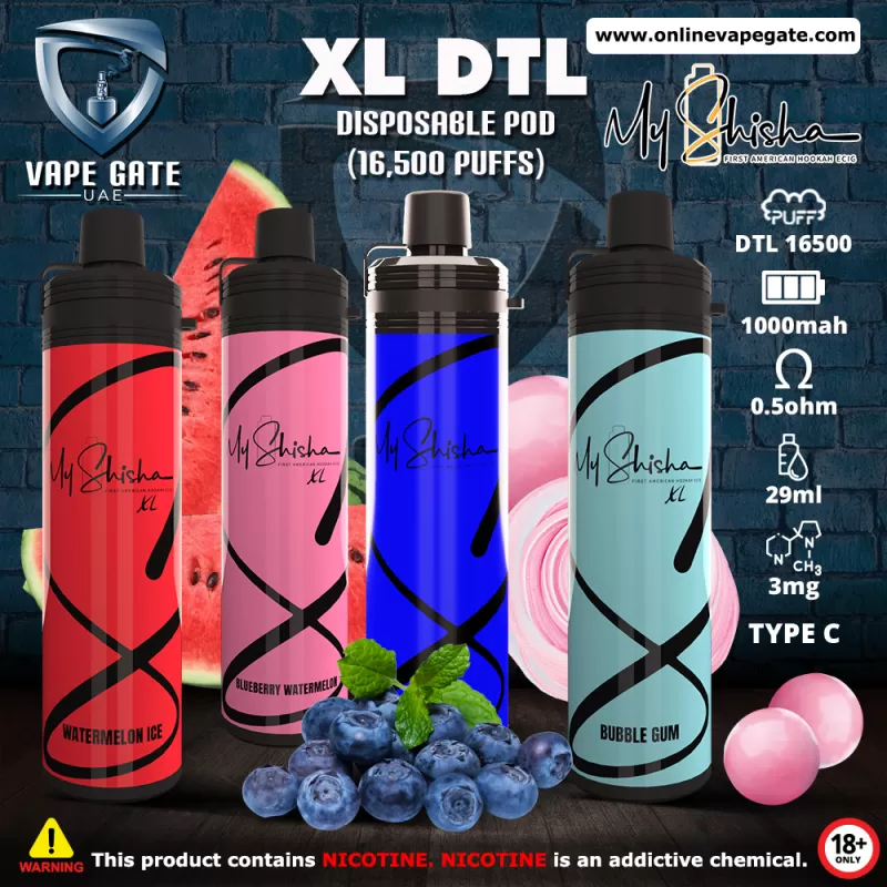 MY SHISHA XL DTL DISPOSABLE POD (16,500 PUFFS) - Watermelon Melon Passionfruit Mint / 3 mg