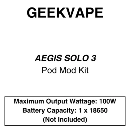 Geekvape – Aegis Solo 2 Mod Kit 100W - Vape Product, Vape Product