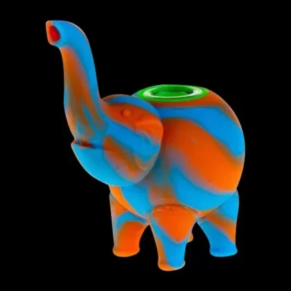 Silicone Elephant Hand Pipe - choose color#Silicone Elephant Hand Pipe>Blue Orange>Blue White>Green White>Pink Blue>Purple Green>Pink Yellow>Rasta