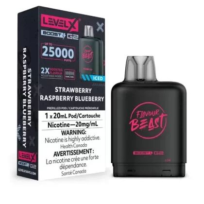 Flavour Beast Level X Vape Pod – 25K – Strawberry Raspberry Blueberry Ice