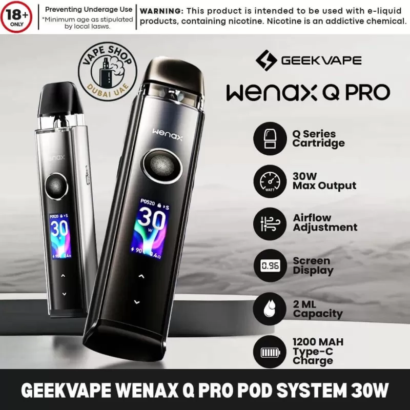 GEEKVAPE Wenax Q Pro Pod System 30W Vape Kit in Dubai - Aurora Green, Azure Blue