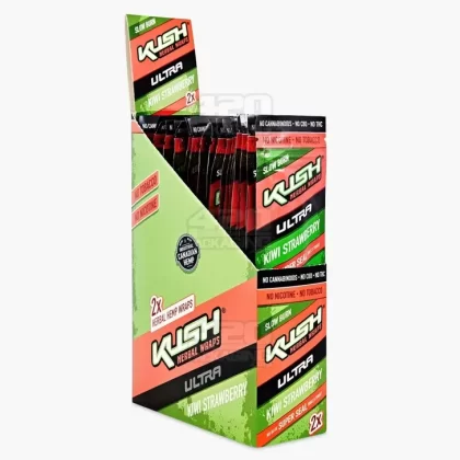 KUSH | ‘Retail Display’ Ultra Herbal Hemp Wraps | 121mm – Kiwi Strawberry – 25 Count