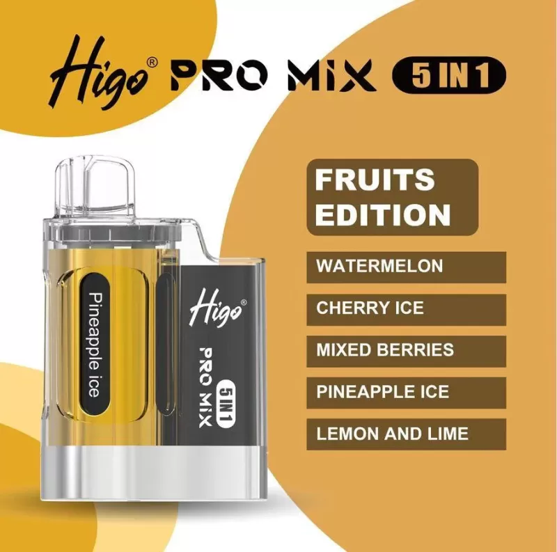 Higo Pro Mix 5 in 1 Prefilled Pod vape Kit - Raspberry Edition - Image 3
