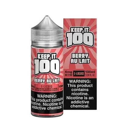 Keep it 100 – Berry Au Lait(Strawberry Milk) 100ml - Level#0mg>3mg>6mg