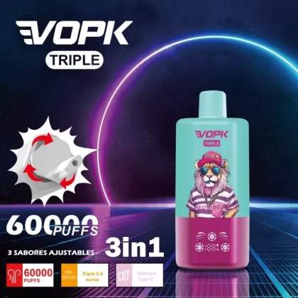 Vopk Triple 60K 60000 Puffs | 3-in-1 option, 54mL, LED screen, triple mesh, bulk disposable vape - Aiviouvapes
