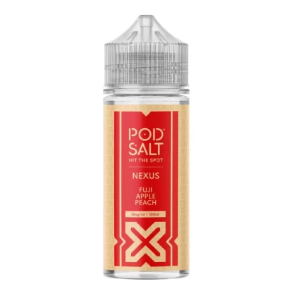 Pod Salt Nexus Fuji Apple Peach 100ml Short Fill E-Liquid - 0mg No Nicotine / 1.5mg with 1 x Nicotine Shot / 3mg with 2 x Nicotine Shots
