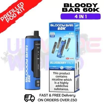 Blueberry Pack Bloody Bar 60k Prefilled 4 In 1 Pod Vape Kit