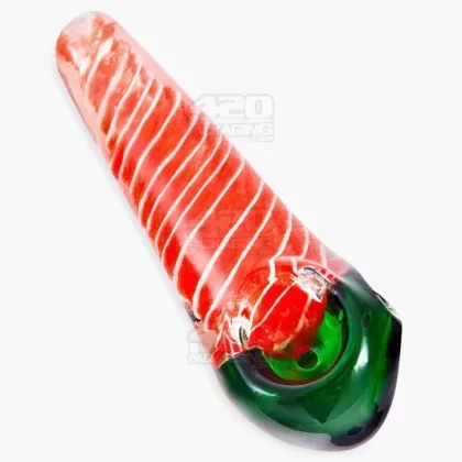 Spiral Steamroller Hand Pipe w/ Colored Bowl | 4in Long – Glass – Assorted