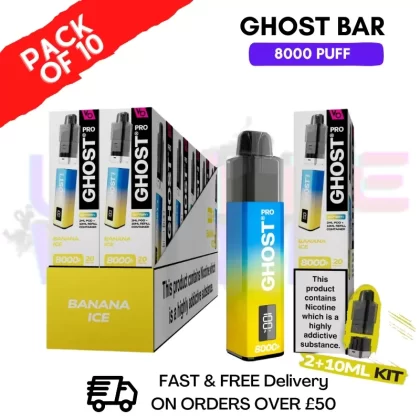 Banana Ice Ghost Bar 8000 Kit Box Of 10