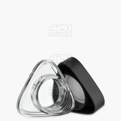 Child Resistant | Clear Glass Triangle Concentrate Jar w/ Black Cap | 24mm – 5mL – 240 Count