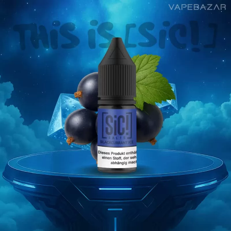 SiC! Nikotinsalz Liquid – Blackcurrant Ice 20mg/ml Nikotin - SIC! SALTS / Ice / Schwarze Johannisbeere / 20mg/ml / Propylenglykol / pflanzliches Glycerin / Glycerin / Nikotinsalz / Aromen