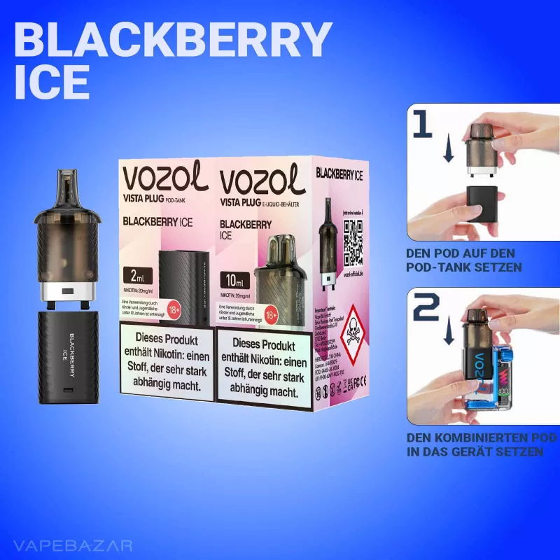 Vozol Vista Plug – Blackberry Ice Prefilled Pod - Vapebazar - Image 2