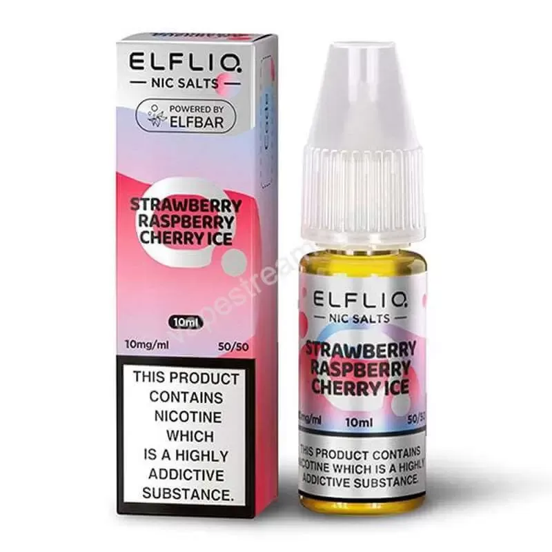 ELFBAR ELFLIQ Strawberry Raspberry Cherry Ice Nic Salt E-Liquid - Vapestreams Co