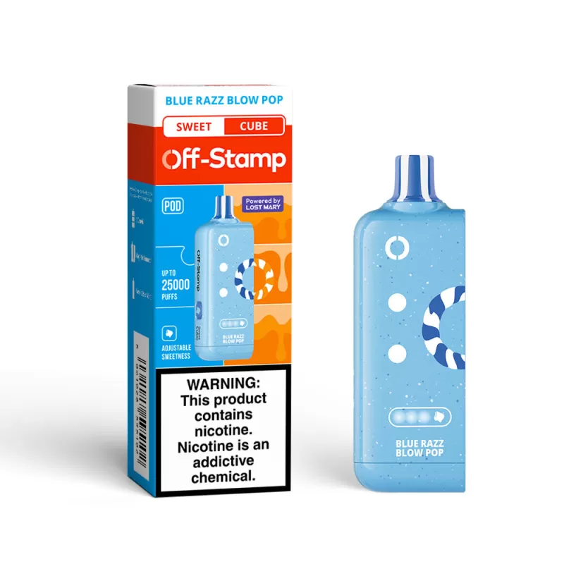 Off-Stamp X-CUBE Sweet Cube 25K Disposable POD Powered By LOST MARY – 25000 Puffs - Blue Razz Blow Pop/Popping Blue Razz - Image 2