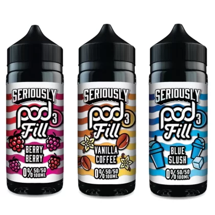 Doozy Vape Seriously Pod Fill 3 50/50 0mg 100ml Shortfill - Vanilla Custard