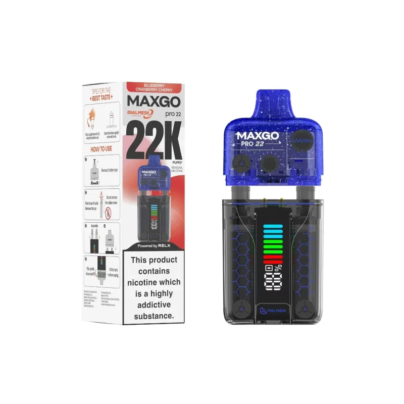 Relx MaxGo Pro 22000 Prefilled Pod Kit - 5 Pack (Expiry May 2026) - Blueberry Cranberry Cherry Pack of 5 - Image 3