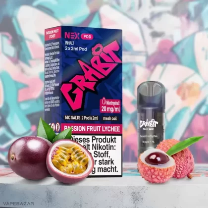 Grabit Nex Pods – Passion Fruit Lychee (2er Pack) (ELFA Kompatibel) - Grabit Nex / Passionsfrucht / Lychee / ca. 1200 insgesamt / 20mg/ml