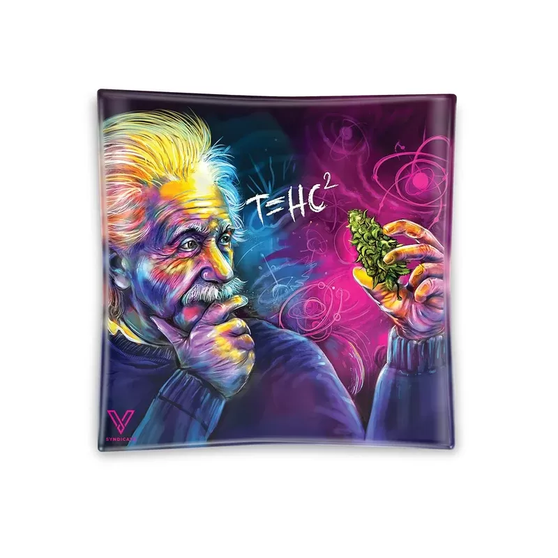 V Syndicate T=HC2 Einstein Shatter Resistant Square Glass Ashtray – 4.5in