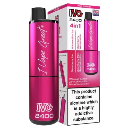 IVG 2400 Rechargeable Vape Pink Edition - Strength#20mg