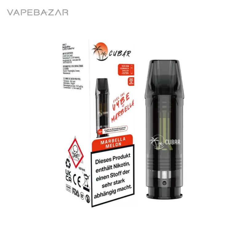 Cubar Club Pods – MARBELLA MELON - Cubar Club / Nikotin / Glycerin / Nikotin-Benzoat / Aromen / Propylenglykol / 20mg/ml / ca. 600 - Image 3