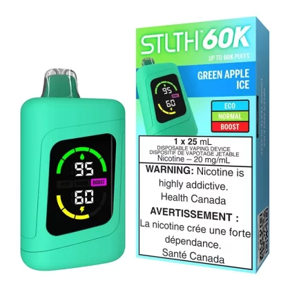 STLTH 60K Disposable Vape Device – Green Apple Ice