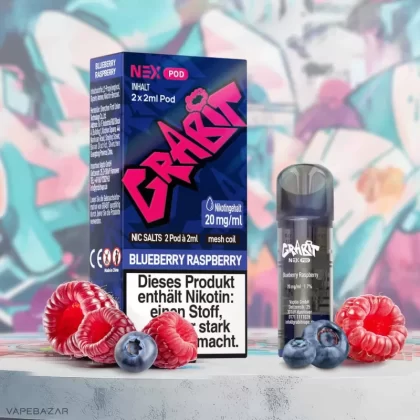 Grabit Nex Pods – Blueberry Raspberry (2er Pack) (ELFA Kompatibel) - Grabit Nex / Himbeere / Blaubeere / ca. 1200 insgesamt / 20mg/ml