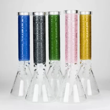 WENEED | 14.5″ Mandala Beaker Bong - Option1#Black>Blue>Green>Pink>Yellow