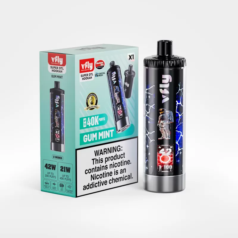 VFLY Super DTL Hookah 40K Disposable E-Hookah KIT - 40000 Puffs - Mighty Mint - Image 3