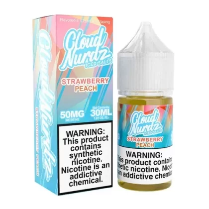 Cloud Nurdz Salts Iced Strawberry Peach Synthetic Nicotine 30ml E-Juice
