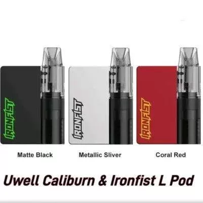 Uwell Caliburn & Ironfist L POD Kit - COLOR#CORAL RED>MATTE BLACK>Metallic Silver (EA056B)