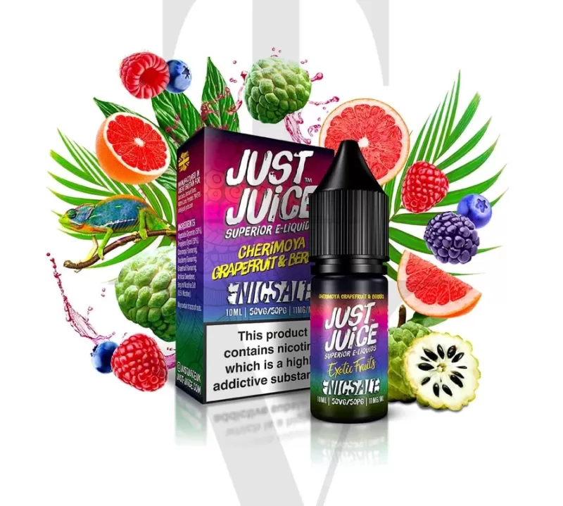 JUST JUICE EXOTIC FRUITS CHERIMOYA GRAPEFRUIT BERRIES NIC SALT E-LIQUID