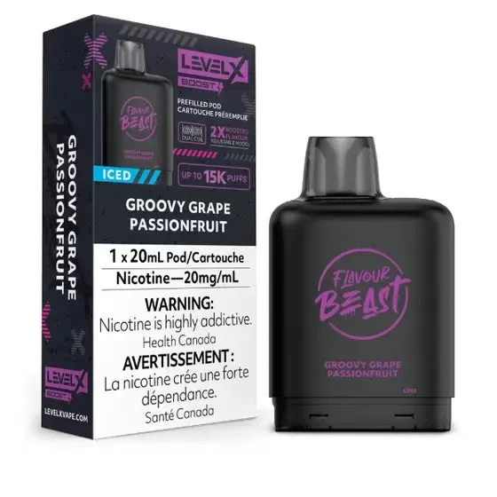LEVEL X FLAVOUR BEAST BOOST POD 20ML – GROOVY GRAPE PASSIONFRUIT ICED