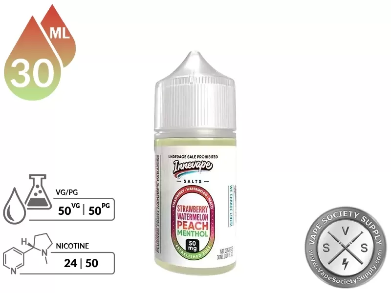 Strawberry Watermelon Peach Menthol Innevape Salts 30ml - Vape Product, Vape Product - Image 2