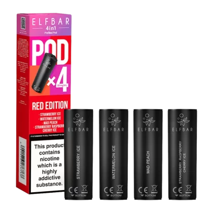 Red Edition Elfbar 4in1 Pods - 20mg - Vape Product (BABD42)