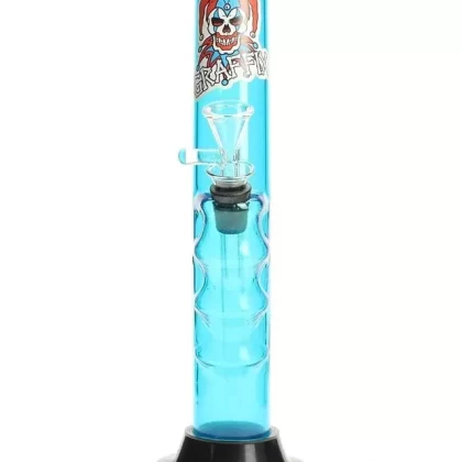 Graffix 10″ Gripper Skinny Acrylic Bong - Color#Black>Blue>Clear>Green>Light Purple>Lime Green>Purple>Red