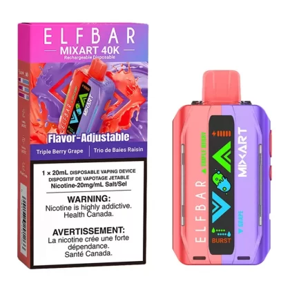 Elf Bar MixArt 40K Disposable Vape Device – Triple Berry Grape 20ml - Nicotine Strength#20mg/ml