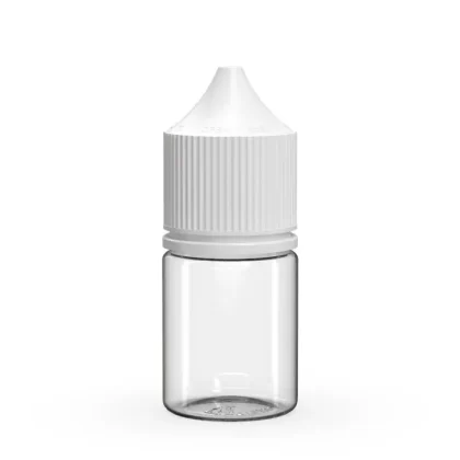CHUBBY GORILLA | Child Resistant Stubby Unicorn PET Dropper Bottles Clear | 20mL – w/ White Lid – 1000 Count