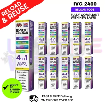 Grape Edition IVG 2400 RELOAD Pods – Box Of 10