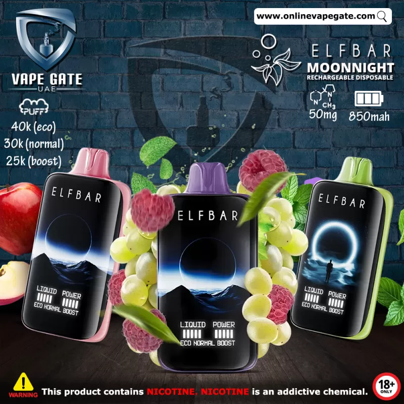Elf Bar MoonNight Rechargeable Disposable Vape (40,000 Puffs) - Blackberry Ice / 50 mg