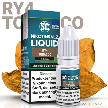 SC Salt Liquid – RY4 Tobacco - Propylenglycol, Pflanzliches Glycerin, Nikotinbenzoat, Aroma, Nikotinmalat; 20mg/ml, 10mg/ml; Tabak