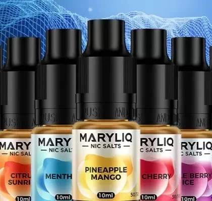 Maryliq Nic Salts - Nicotine Strength#10mg>20mg~Flavour#Beach Day>Blackcurrant Apple>Blueberry Sour Raspberry>Blueberry Watermelon Lemonade>Cherry Ice>Cherry Lemon Mint>Citrus Sunrise>Double