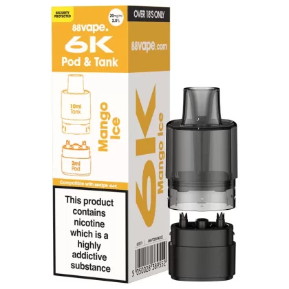 88Vape 6K Mango Ice Refill Pack - 20mg (2%)