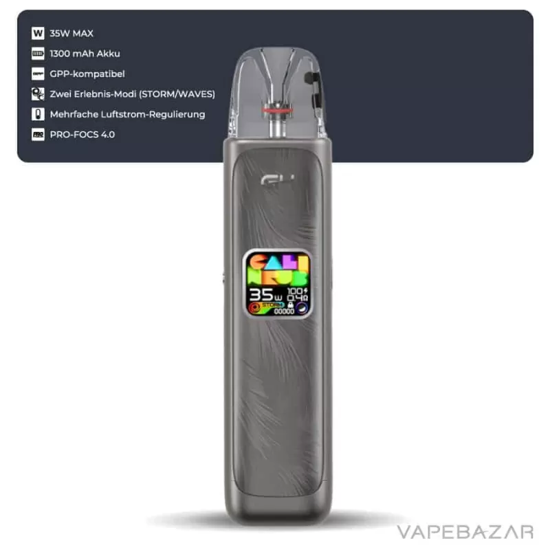 Uwell Caliburn G4 E-Zigaretten – Set Gunmetal Grey - Pod Kit / UWELL / 1300 mAh / 3 ml / max. 35 Watt / USB-C - Image 2