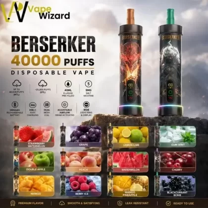 MFU Shisha X1 40000 Puffs Disposable Vape - Berry Ice, Blackcurrant; Vape Product, Box of 5pcs (E506AC)