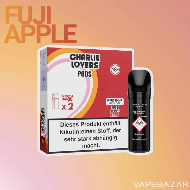 Charlie Lovers Pods – Fuji Apple (2er Pack) - 20mg/ml, 10mg/ml; Vape Product - Image 2