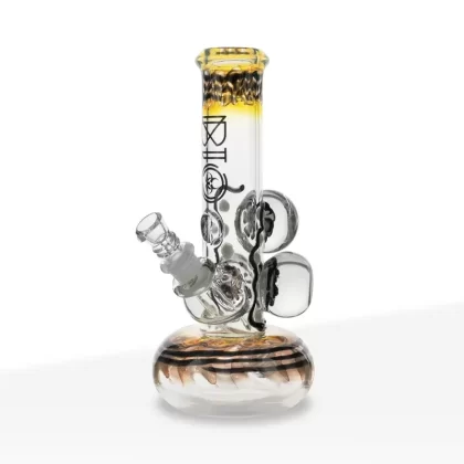 BIO Glass | Worked Illuminati Three Flower Marble Bubble Water Pipe | 9″ – 14mm – Various Colors