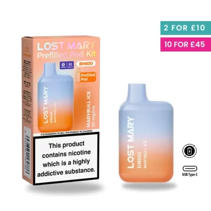 Marybull Ice – Lost Mary BM600 Pre-Filled Pod Kit - Vape Product